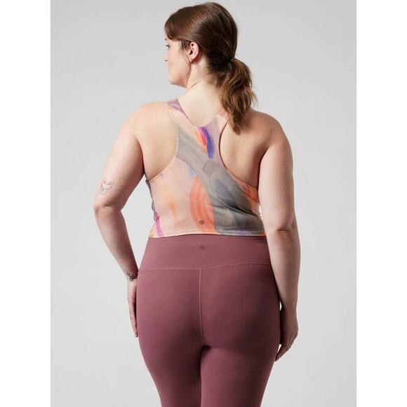 NWT Athleta Conscious Crop‎ Printed D-DD+ Vibrant Pink Orchid 3XL MSRP $64 - Picture 2 of 4